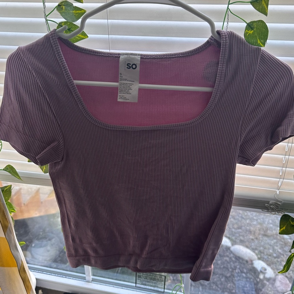 square neck lilac top
